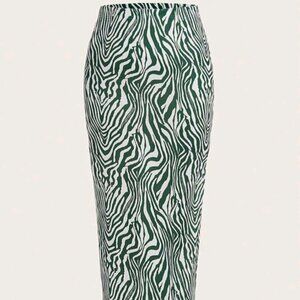 Coolane plus Size Zebra Pattern Printed High Waisted Skirt